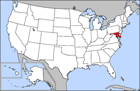 USA map showing location of Maryland